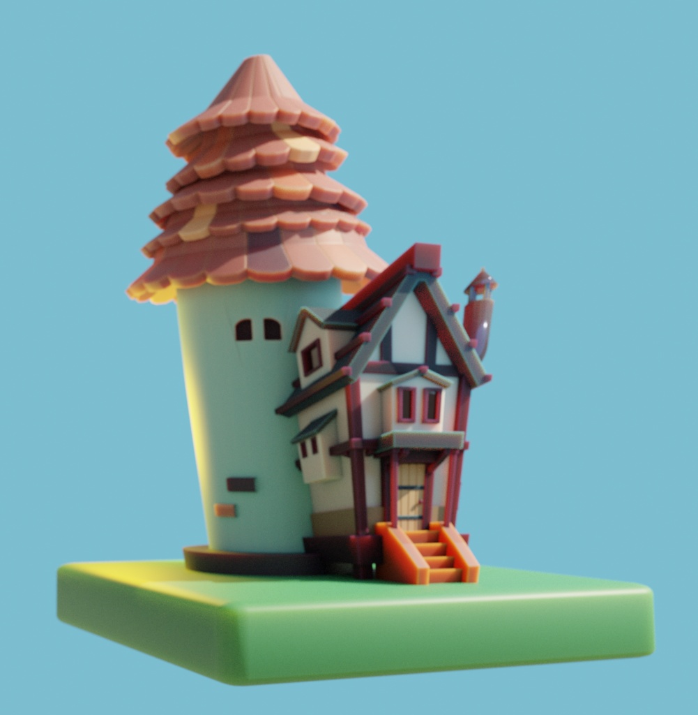 【無料】ファンタジーハウス【blender3.0】