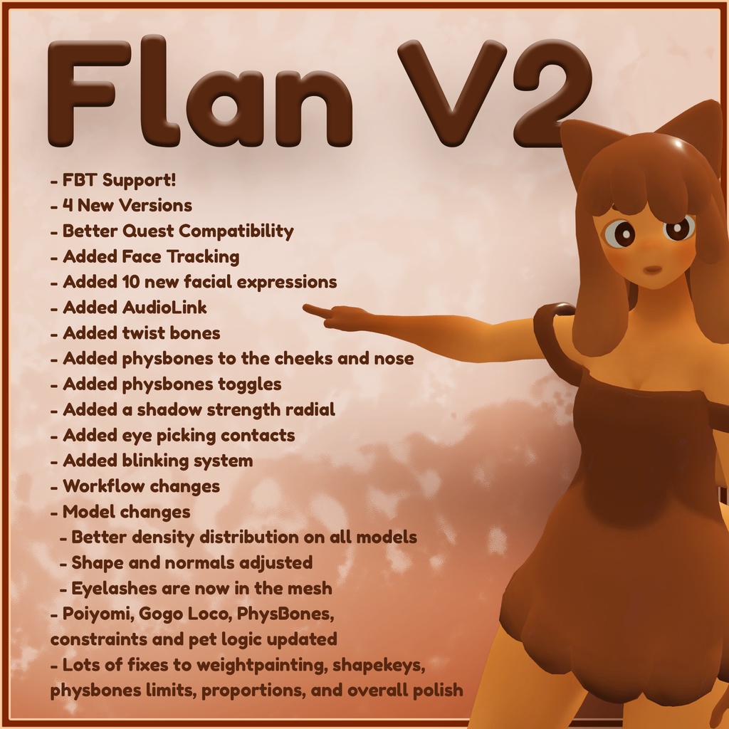 Flan - VRChat Avatar (Quest Compatible - Fallback) + Chibi
