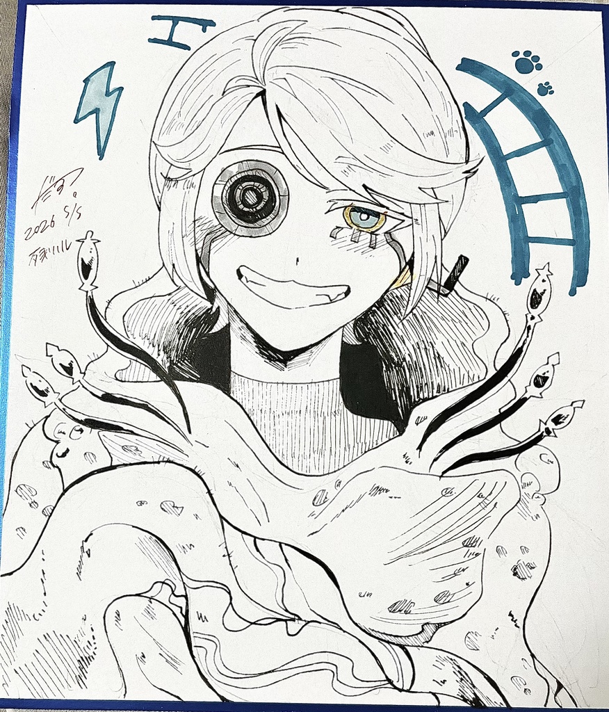 直筆色紙(大サイズ) 「映写室」×「菌糸」