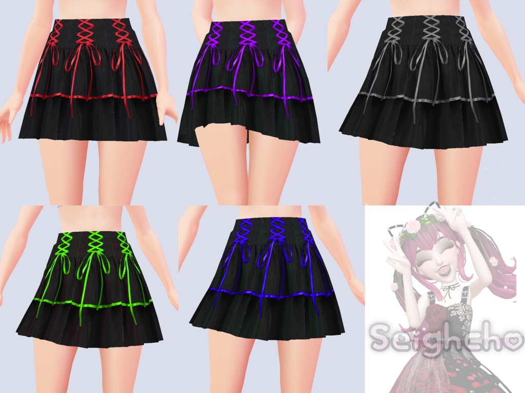 Five pieces of gothic miniskirt (VRoid Texture)