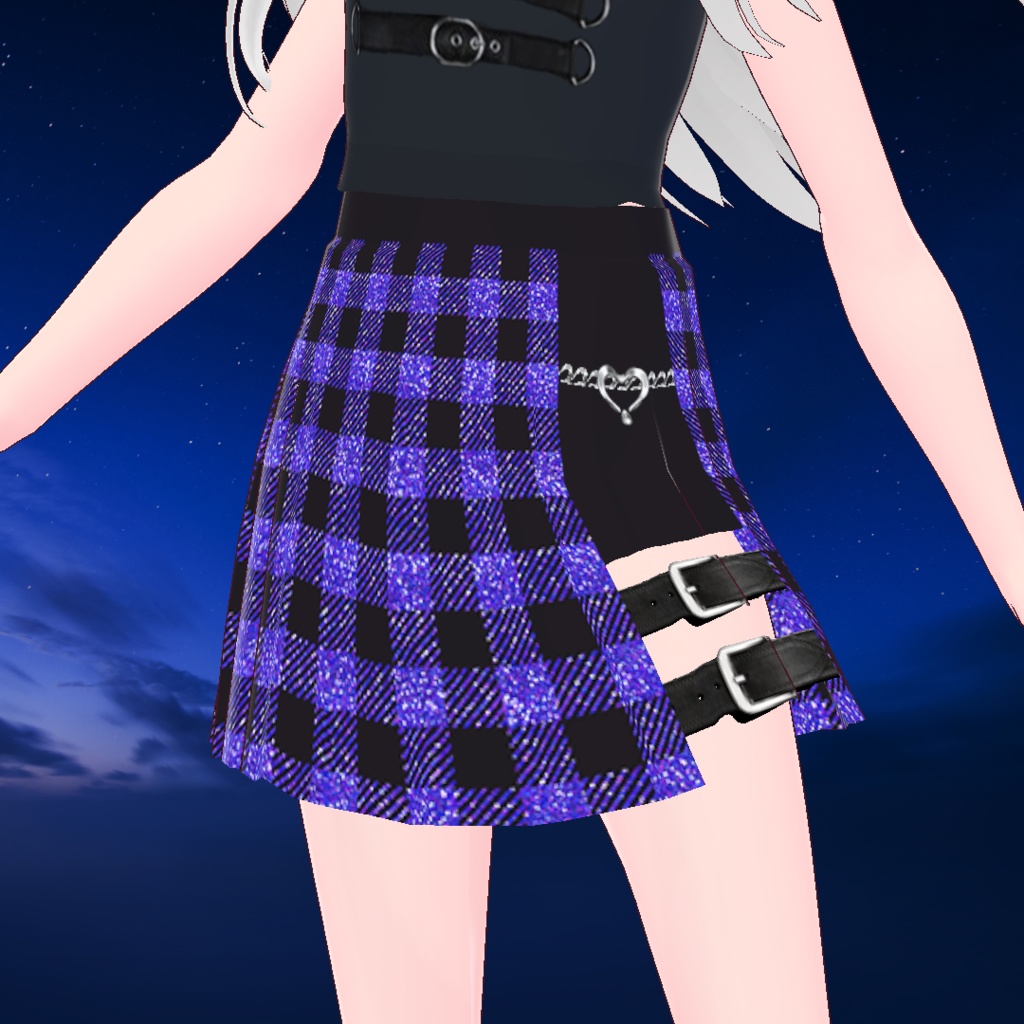 Blue Plaid Gothic Skirt (VRoid Texture)