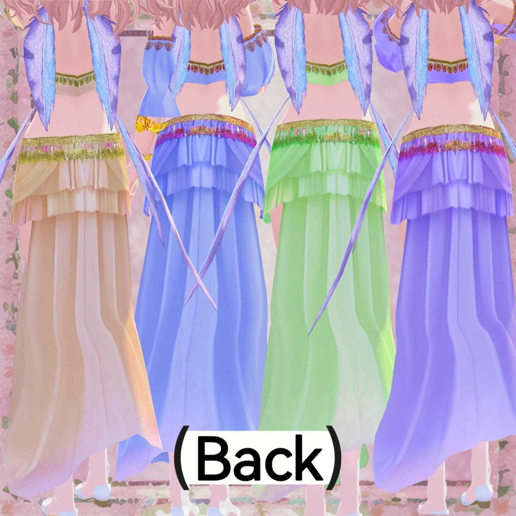 Bellydancedress in four colors and jewelry (VRoid Studio)