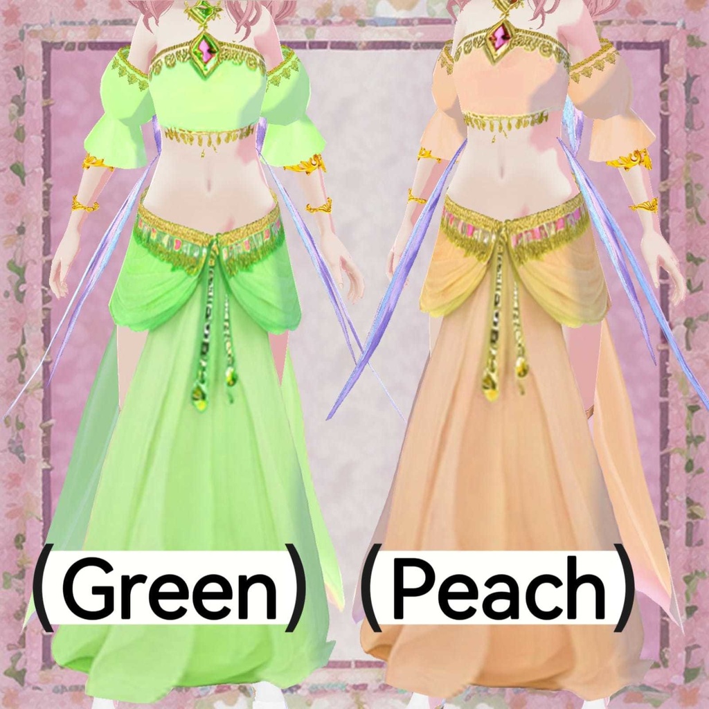 Bellydancedress in four colors and jewelry (VRoid Studio)