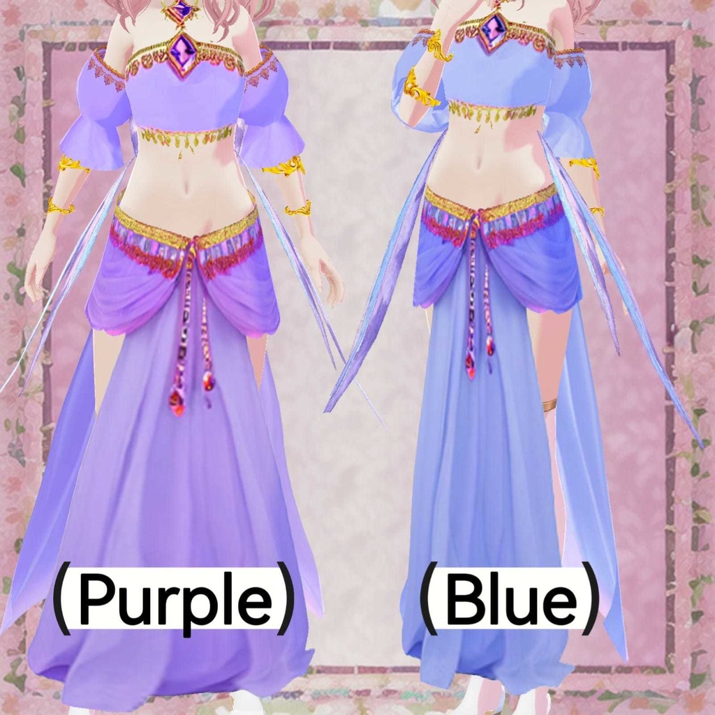 Bellydancedress in four colors and jewelry (VRoid Studio)