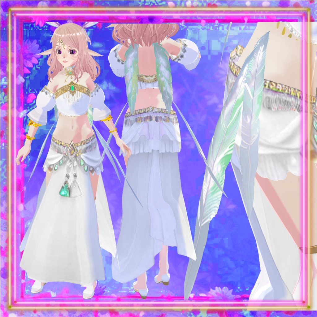 Bellydance Dress white and pink (VRoid Studio)