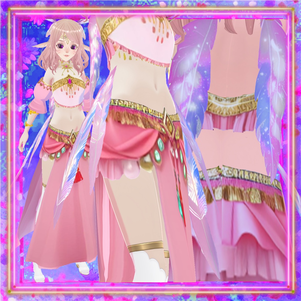 Bellydance Dress white and pink (VRoid Studio)