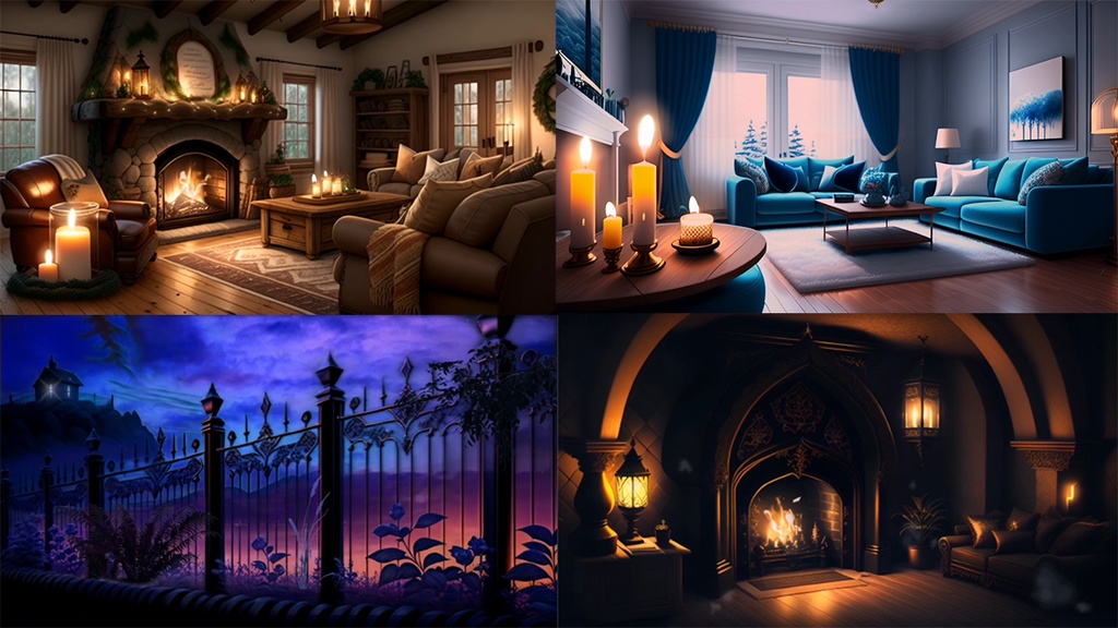 Four cosy looped animated backgrounds