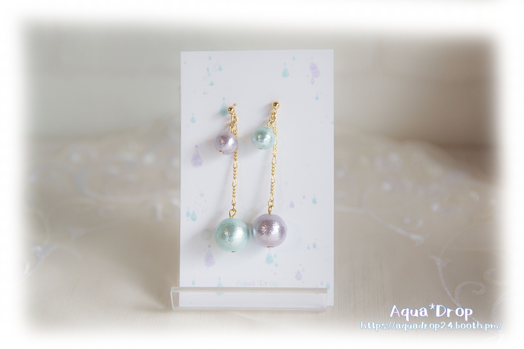 コットンパールのピアス(色松イメージアクセサリー)