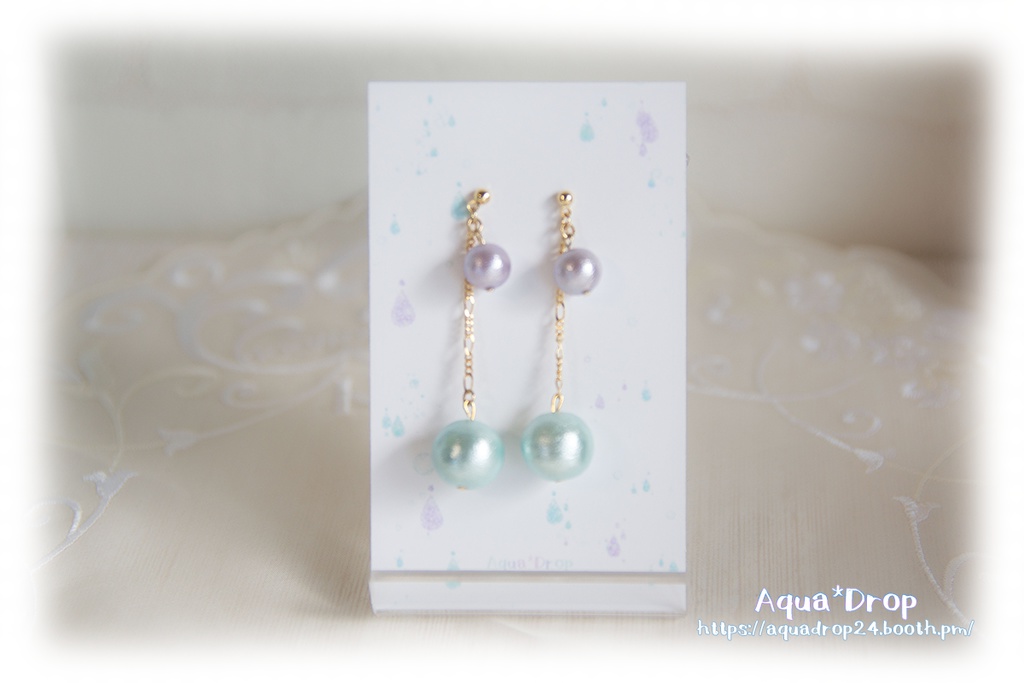 コットンパールのピアス(色松イメージアクセサリー)