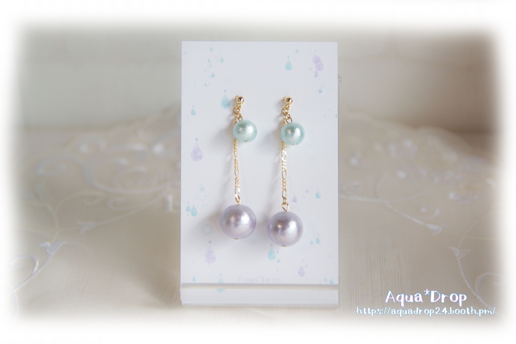 コットンパールのピアス(色松イメージアクセサリー)