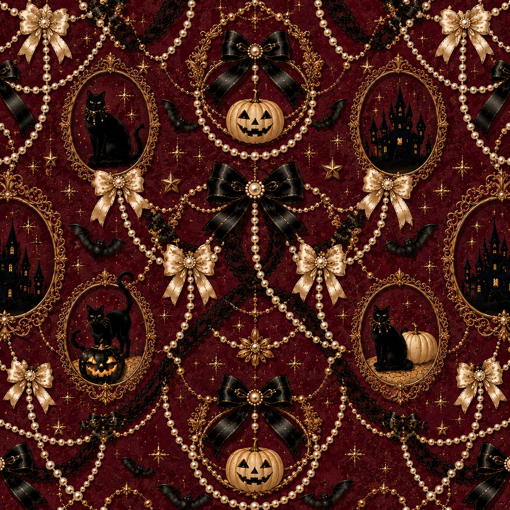 Pearl & NoirïœElegant Halloween Digital Paper â Black Cat & Pearl Collection â 3 Color Setd