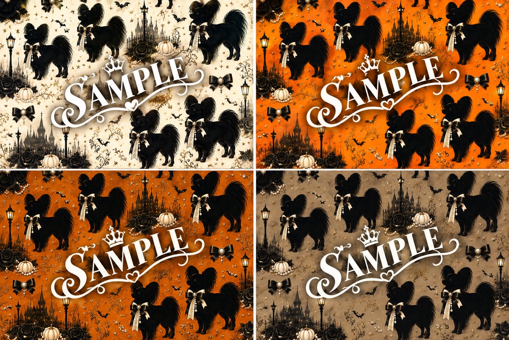 Pearl & Noir Halloween|Papillon Collection|12 Digital Papers