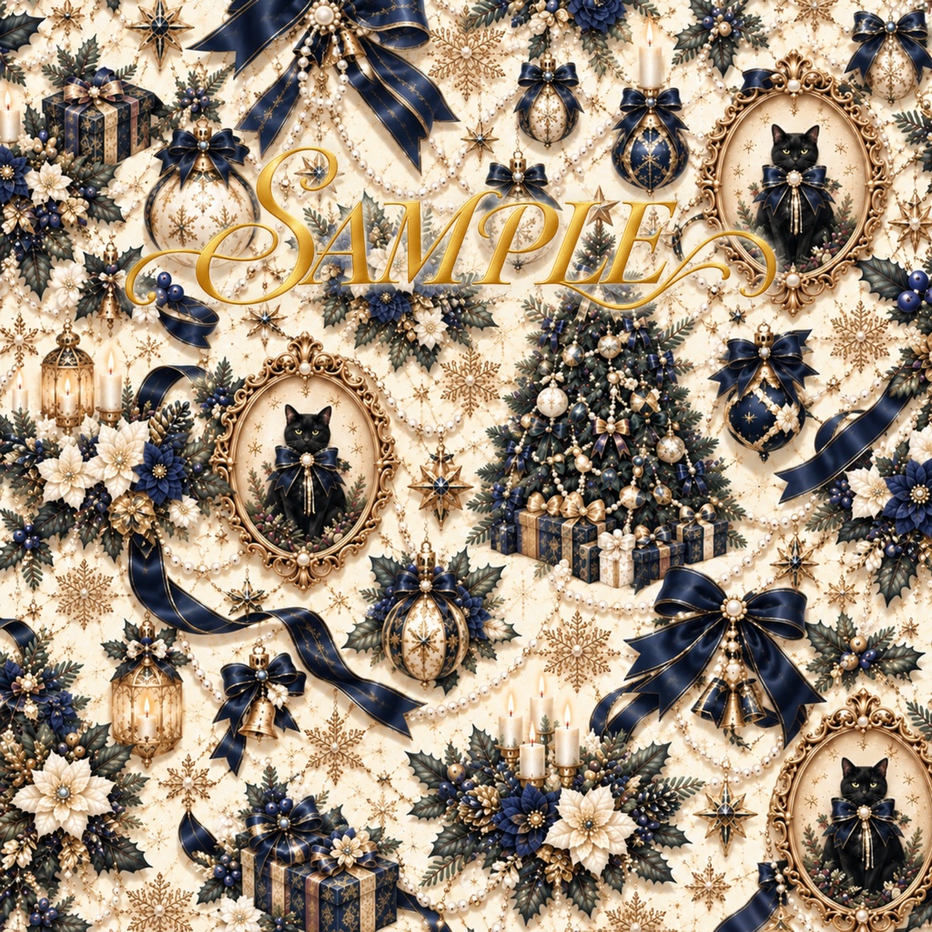 Pearl & Noir|Christmas Cat Collection|5 Digital Papers