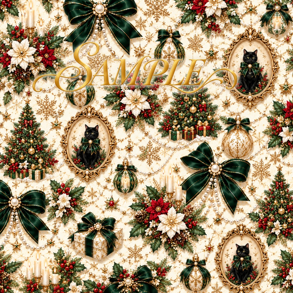 Pearl & Noir|Christmas Cat Collection|5 Digital Papers