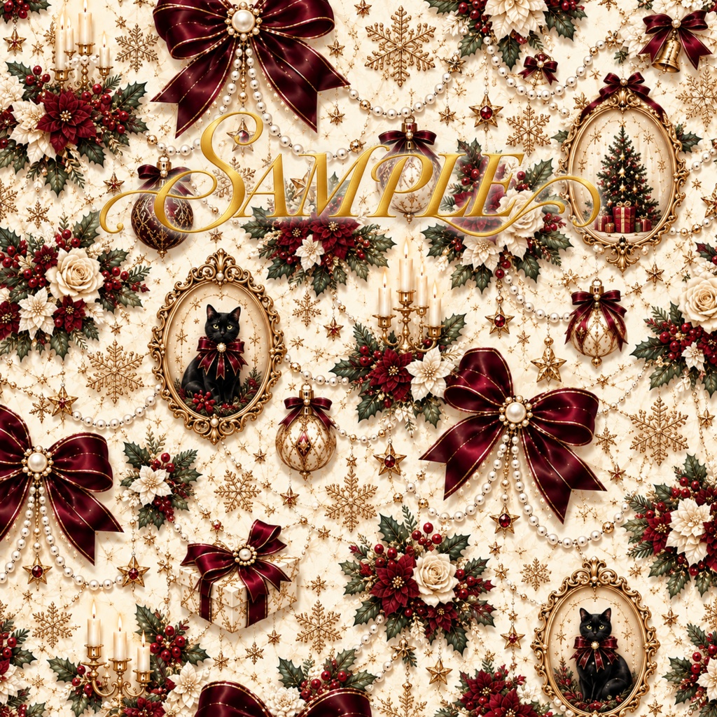 Pearl & Noir|Christmas Cat Collection|5 Digital Papers
