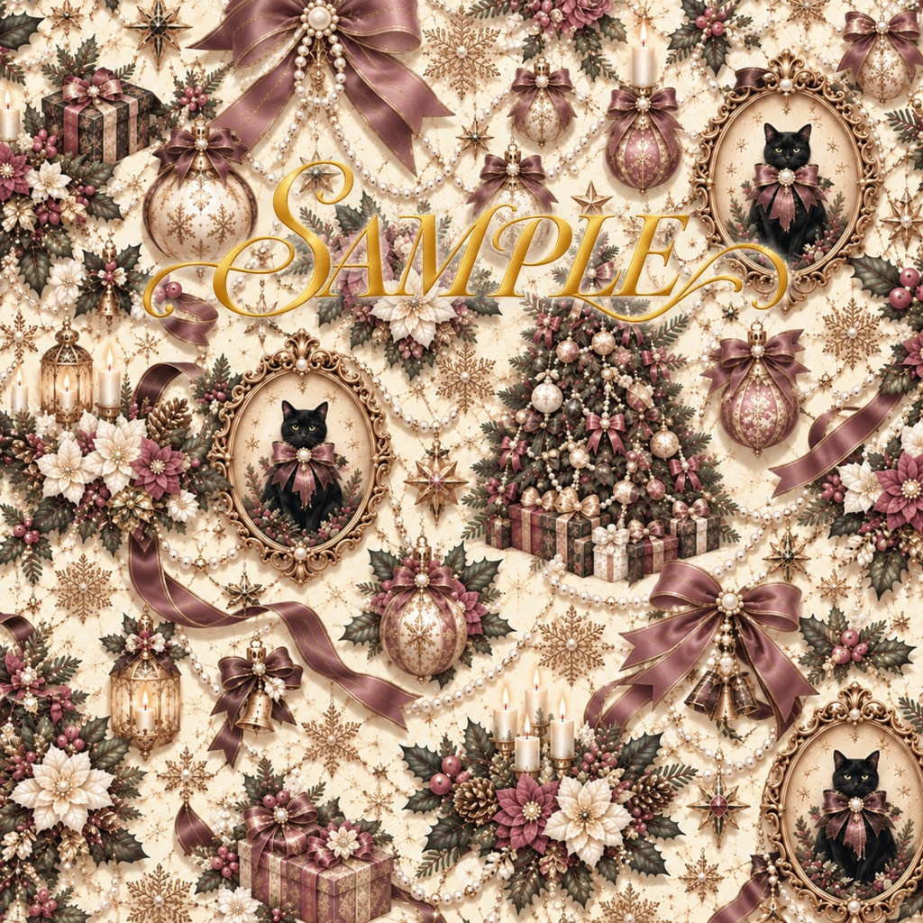 Pearl & Noir|Christmas Cat Collection|5 Digital Papers
