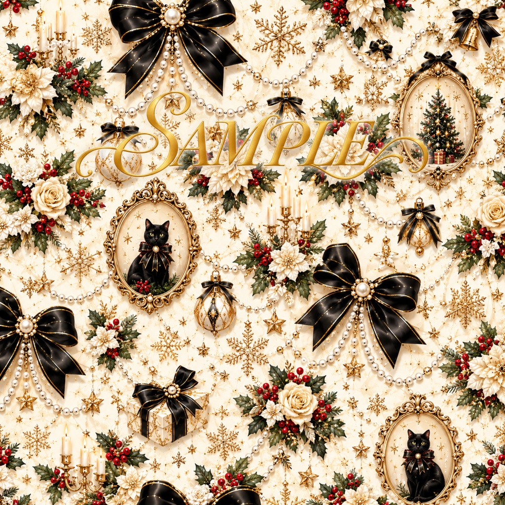 Pearl & Noir|Christmas Cat Collection|5 Digital Papers