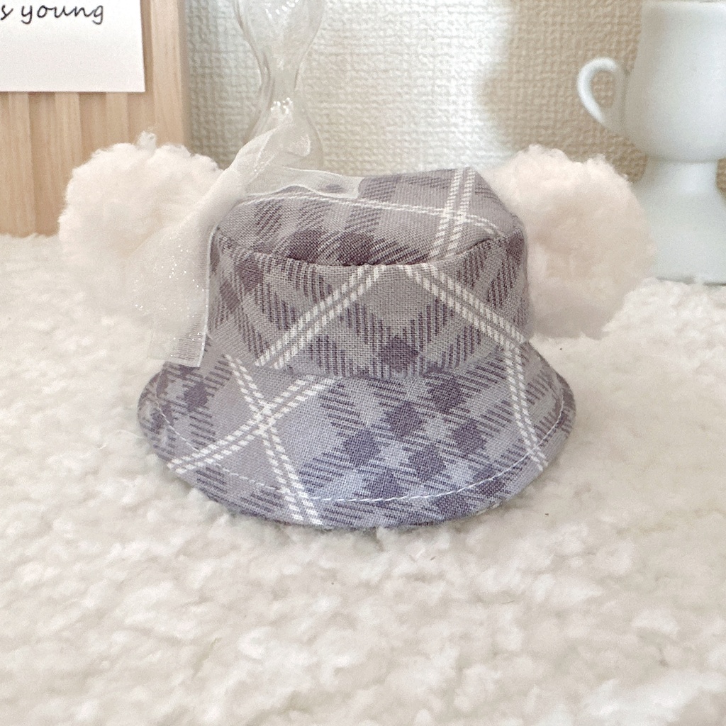 ガーリーチェックくまみみバケハ