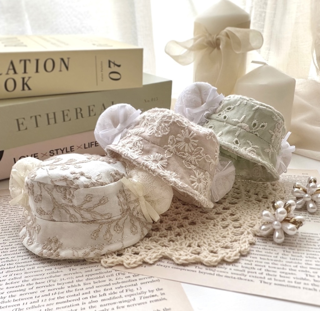 くまみみバケハ(embroidery ponpon china②)