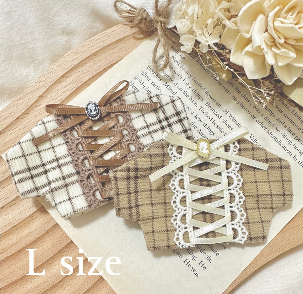 lace up blouse( sweet plaid ♡ )