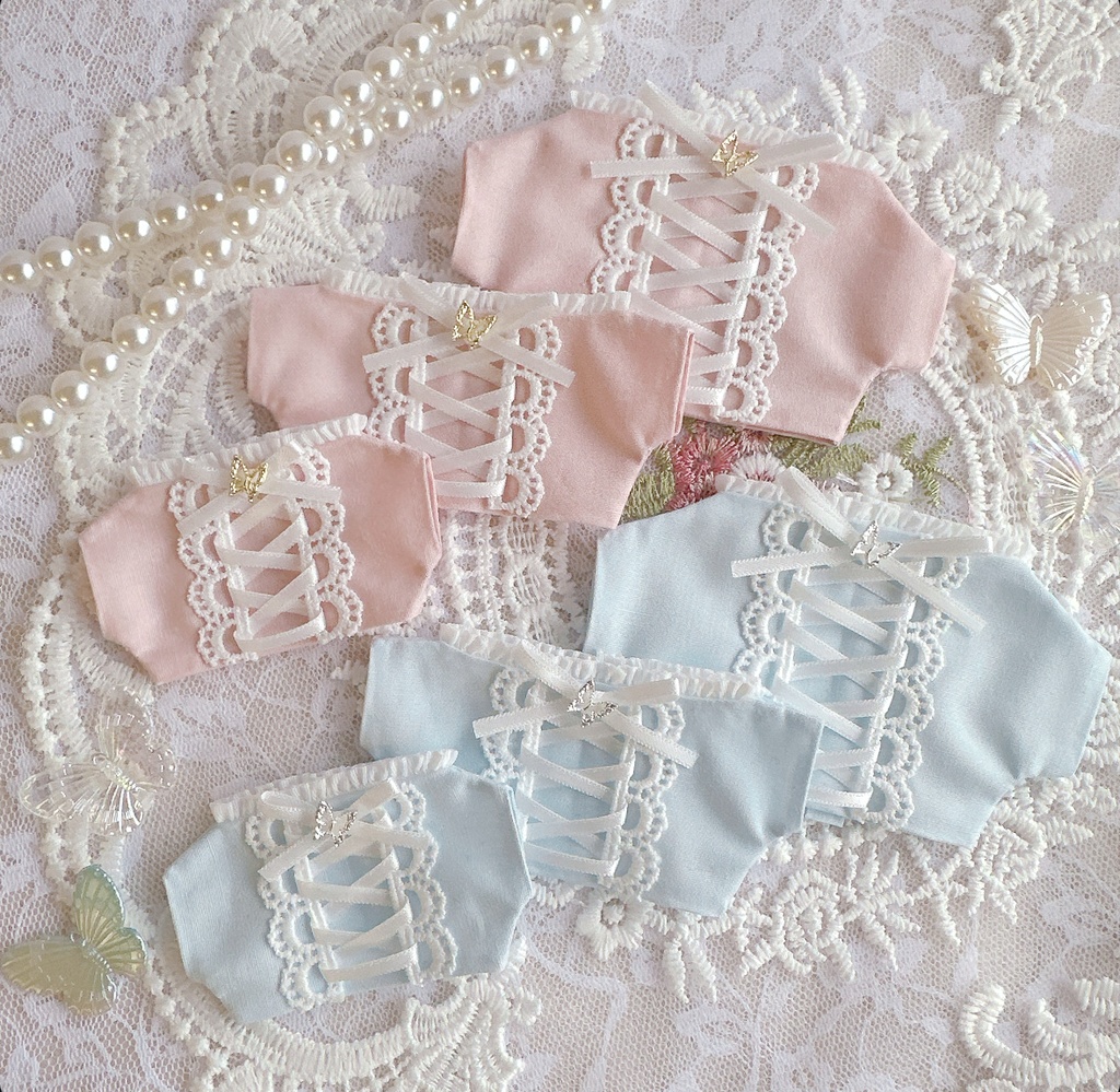 lace up blouse（ balletcore ໒꒱ ）
