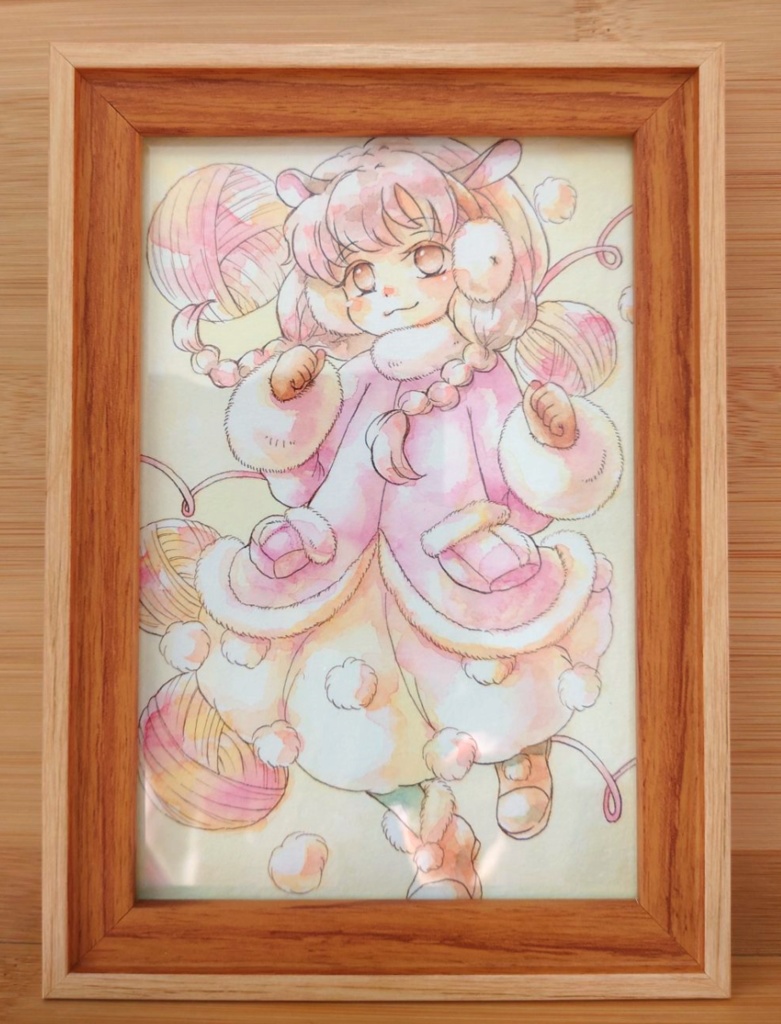 額装原画　ふわもこちゃん
