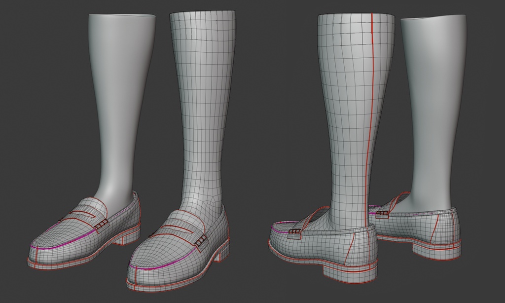 3Dモデル JKハイソックス・ローファーセット