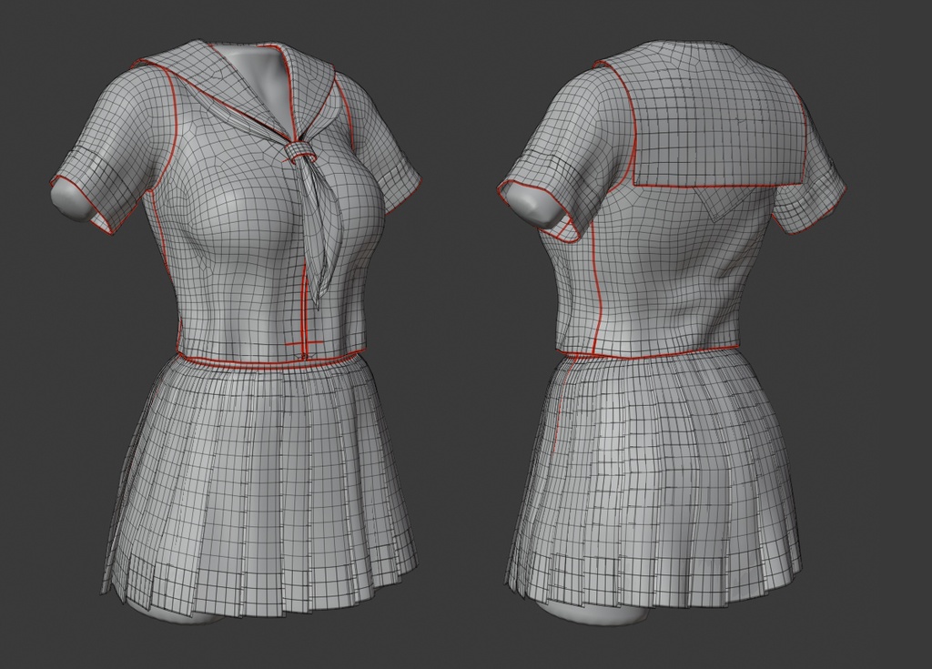 3Dモデル 半袖セーラー服