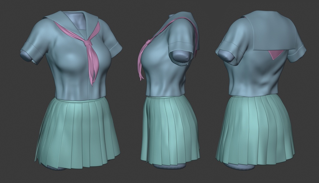 3Dモデル 半袖セーラー服