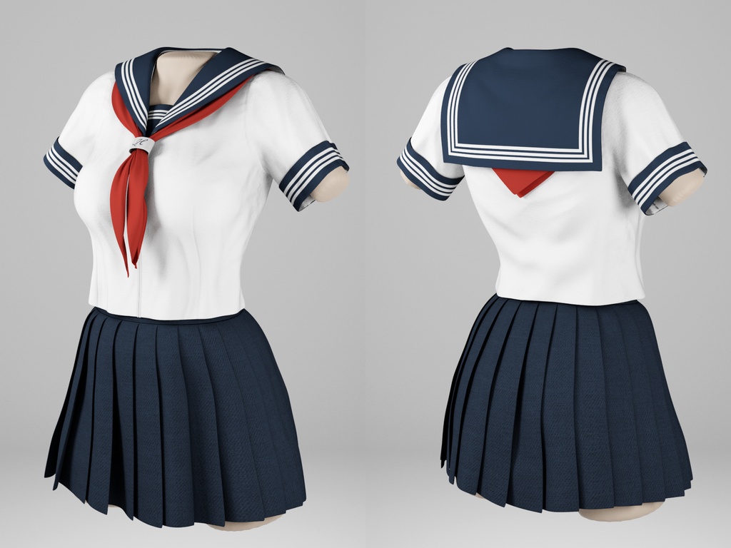 3Dモデル 半袖セーラー服