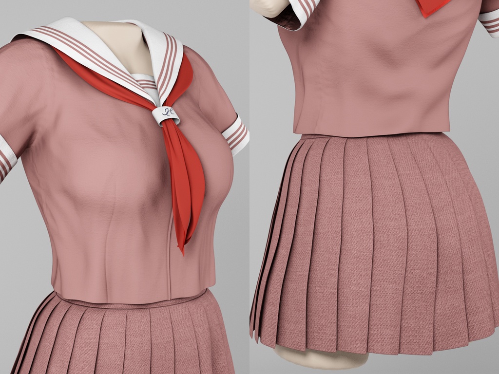 3Dモデル 半袖セーラー服