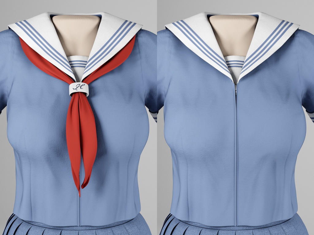 3Dモデル 半袖セーラー服