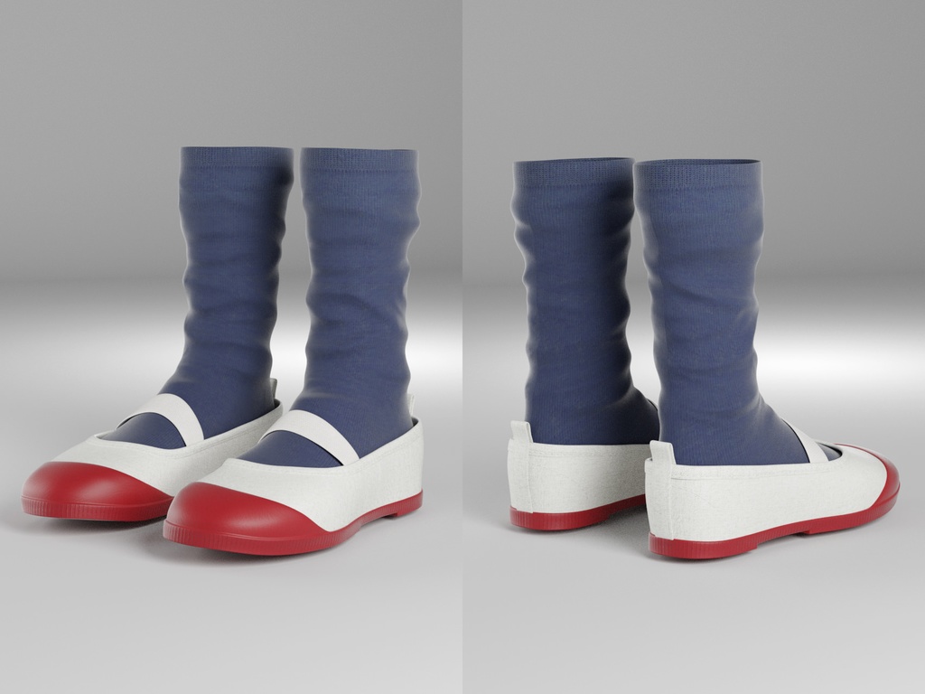 3Dモデル うわばき 靴下セット