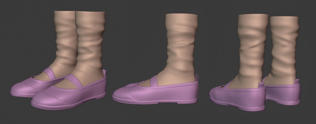 3Dモデル うわばき 靴下セット