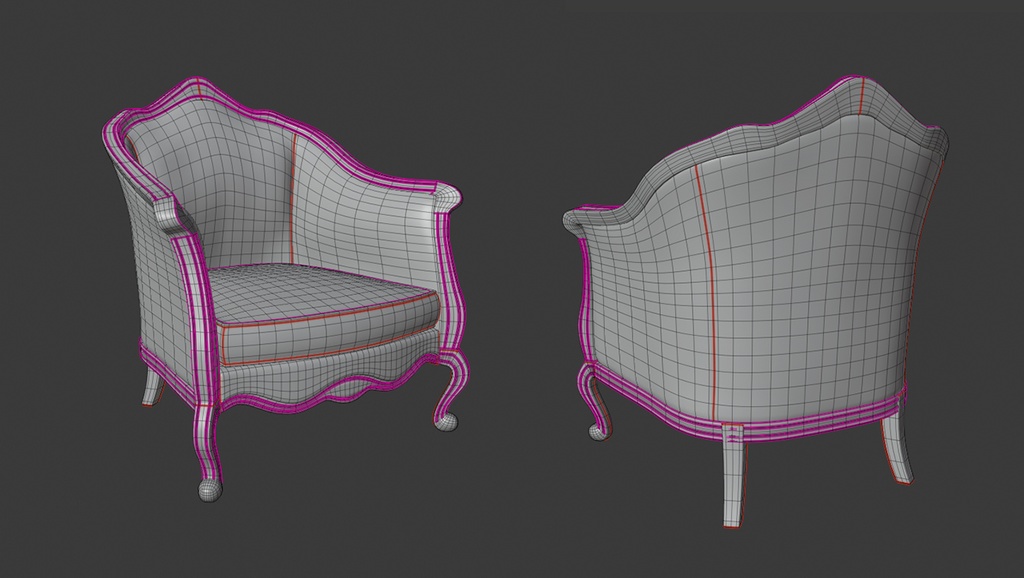 3Dモデル ベネチアン・アームチェア