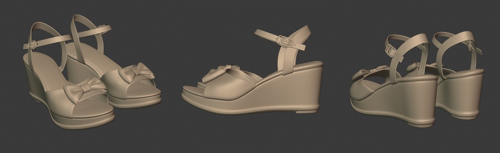 3Dモデル ノースリーブドレス / サンダル 2点セット