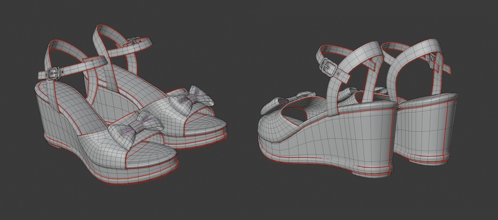 3Dモデル ノースリーブドレス / サンダル 2点セット