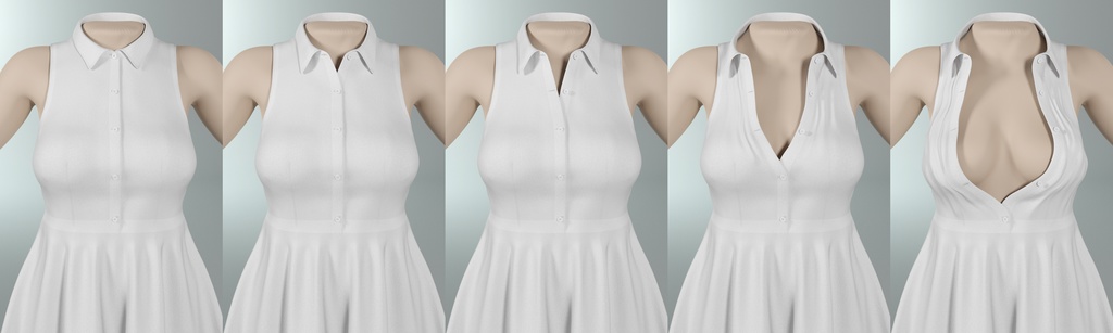 3Dモデル ノースリーブドレス / サンダル 2点セット