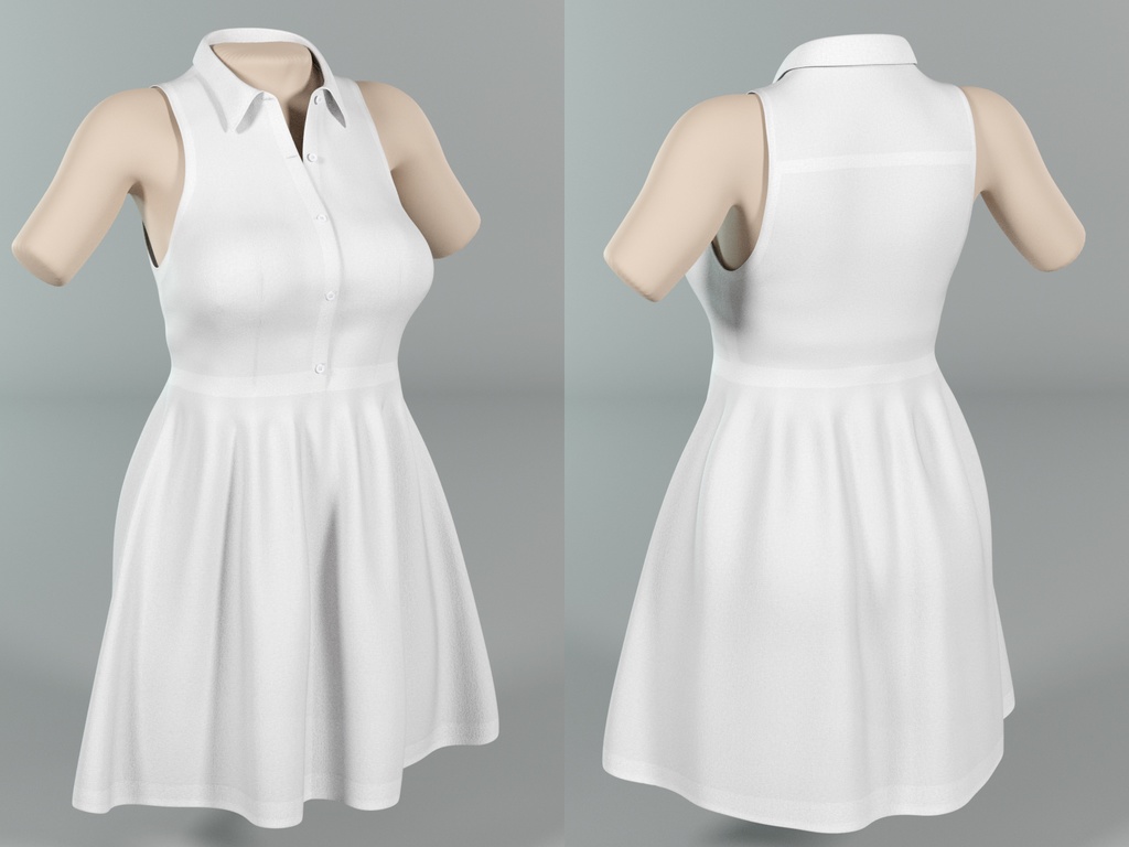 3Dモデル ノースリーブドレス / サンダル 2点セット