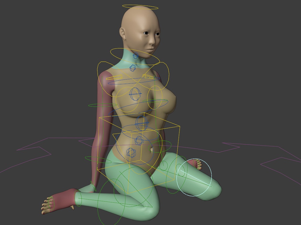 3Dモデル Blender Advanced Skeleton Female Base Mesh(リギング済みベースメッシュ)