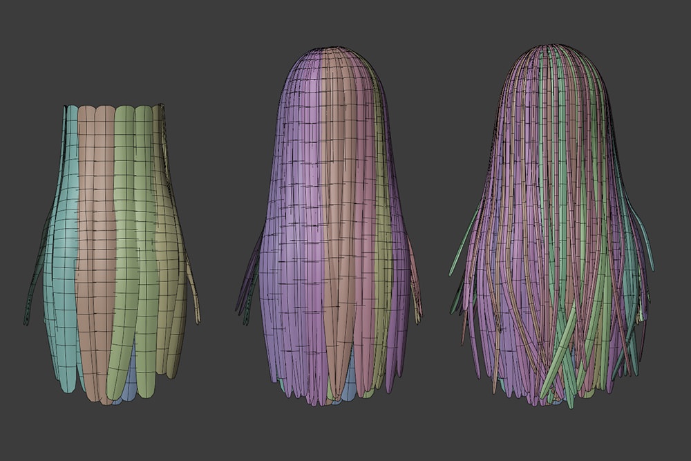 3Dモデル リギング済みロングヘアー