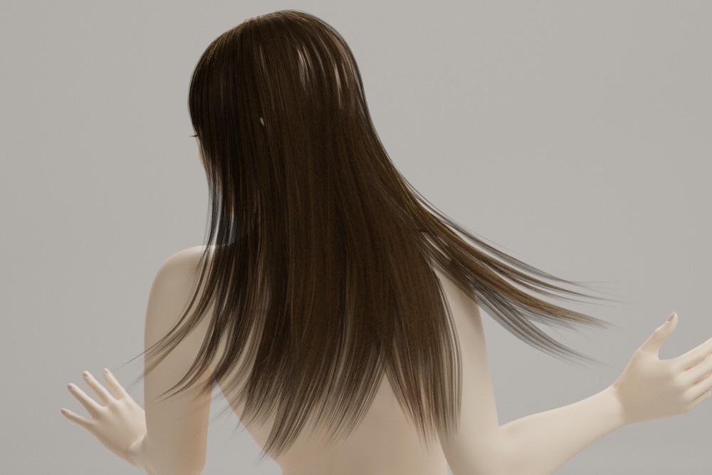 3Dモデル リギング済みロングヘアー