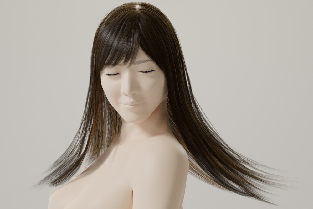 3Dモデル リギング済みロングヘアー