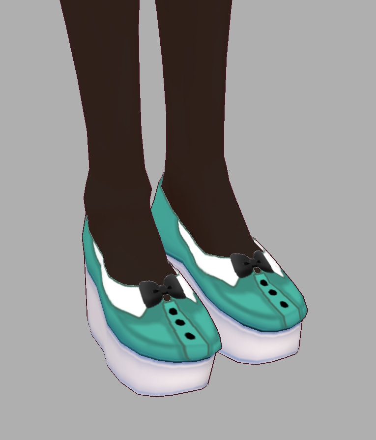 (無料版あり)ストライプフリルワンピースとリボンタイシューズ