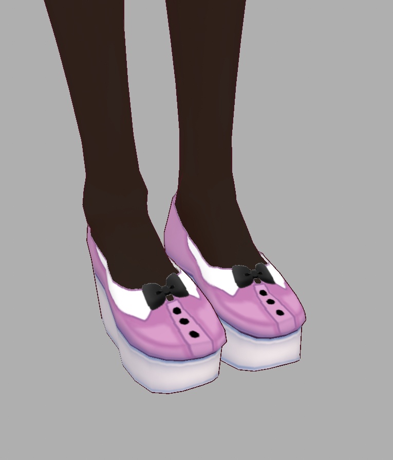 (無料版あり)ストライプフリルワンピースとリボンタイシューズ