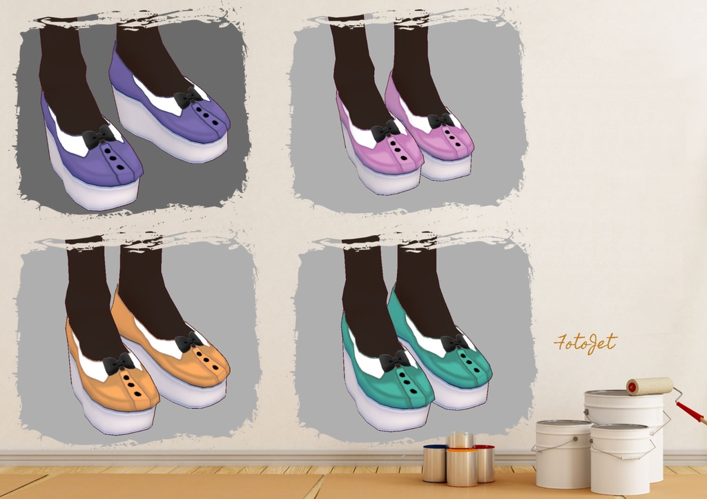 (無料版あり)ストライプフリルワンピースとリボンタイシューズ