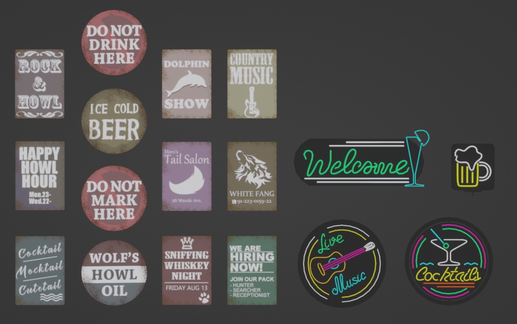 ネオンサイン・バーポスターセット