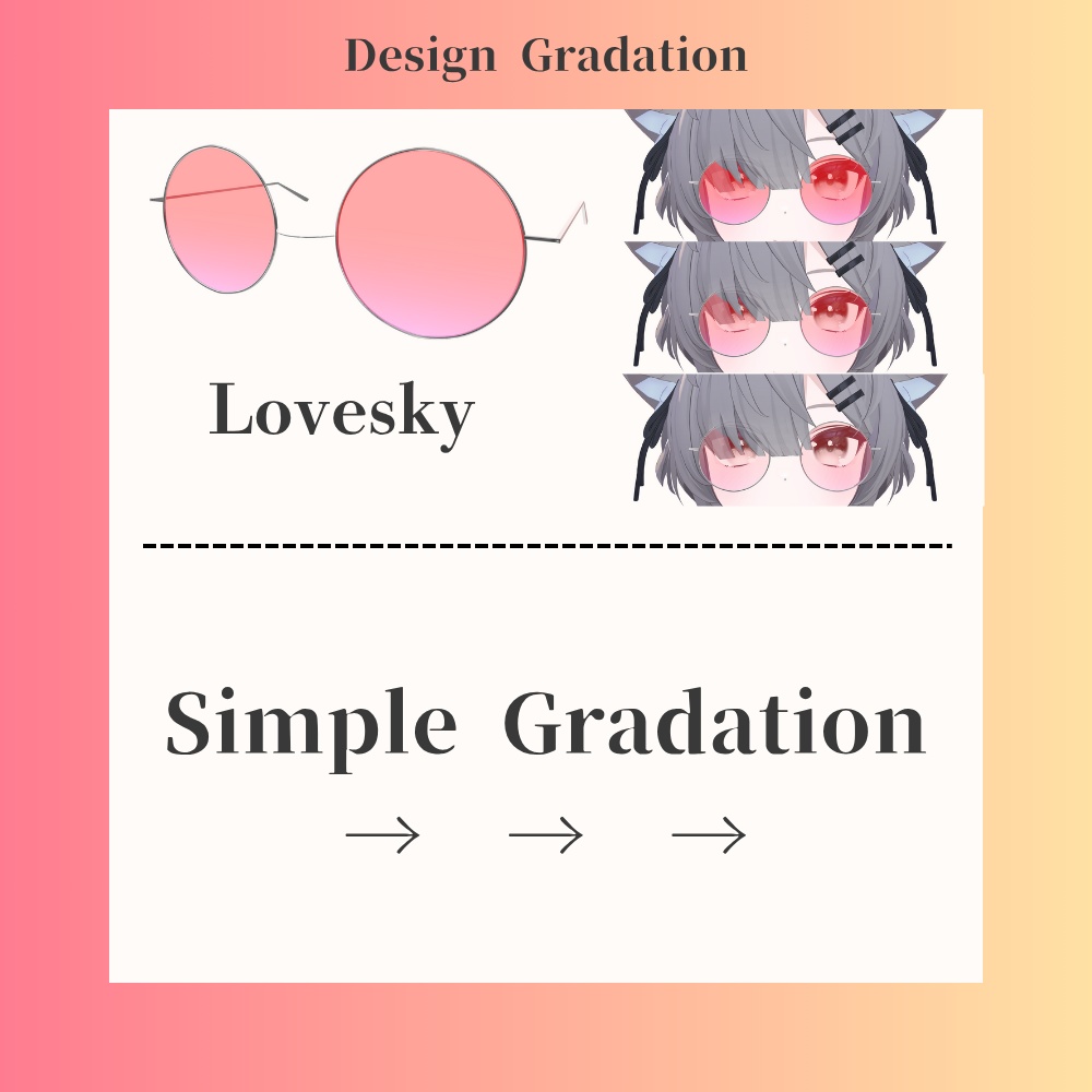 【どのアバターでもOK】グラデーション丸メガネ Gradation Round Glass【VRC想定】