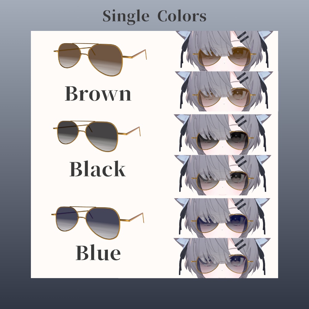 【どのアバターでもOK】パイロットサングラス Pilot SunGlass【VRC想定】