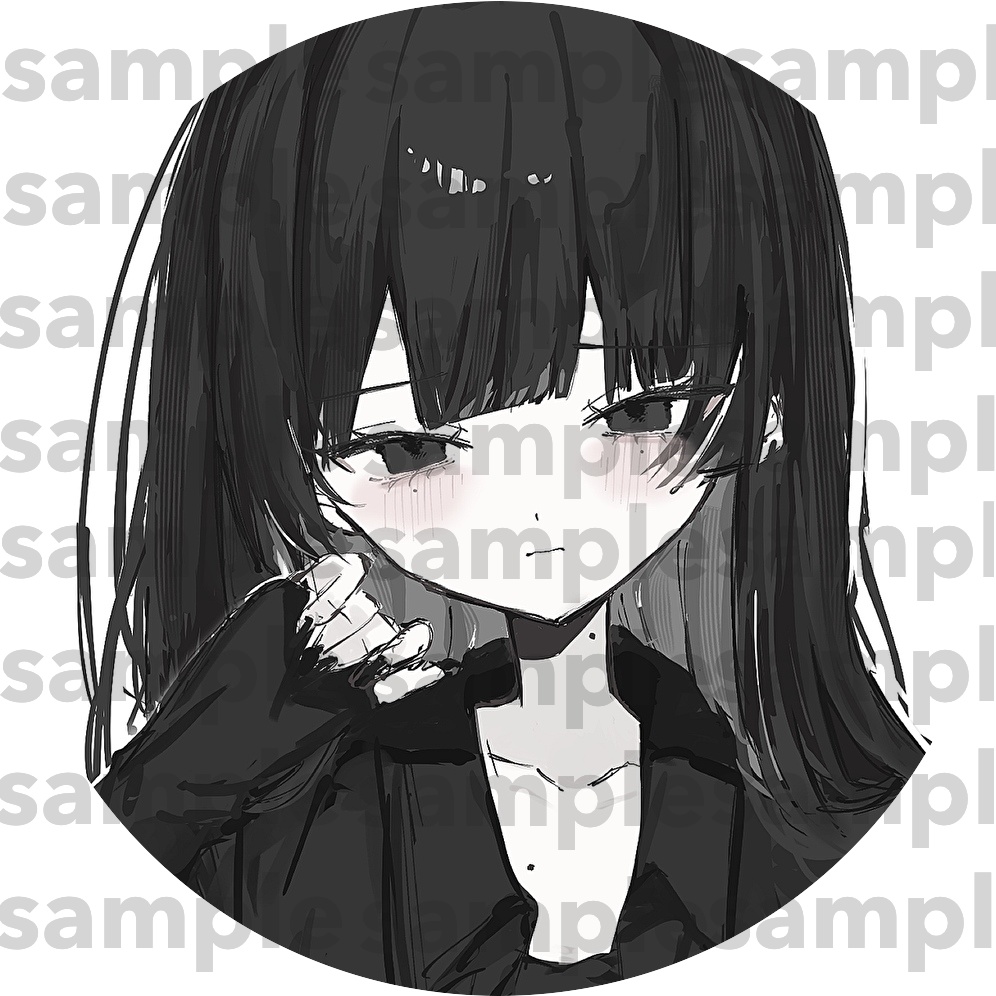 黒髪病みかわ単品|SNS用アイコン・照れ顔